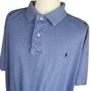 Polo Ralph Lauren Mens Short Sleeve Polo Shirt Big Tall 4XB Blue Cotton